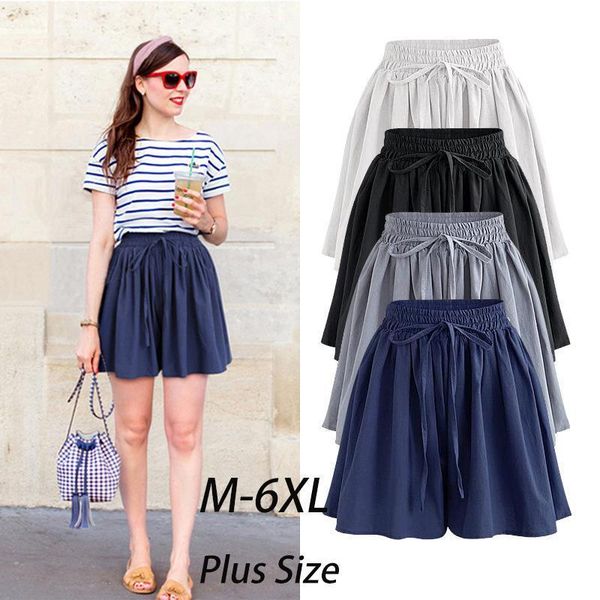 

summer high waist loose women shorts chiffon plus size 6xl slacks large 8001, White;black