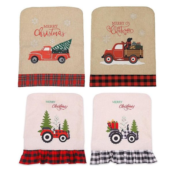 

pcs chair covers for christmas holiday festive home dinner table chairs decorations, 2 khaki-red & beige