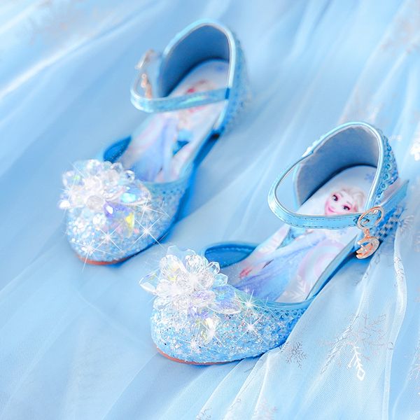 

70% off factory online 2020 new autumn girls' high heels students' children's baotou princess crystal shoes high heels sandal, Black