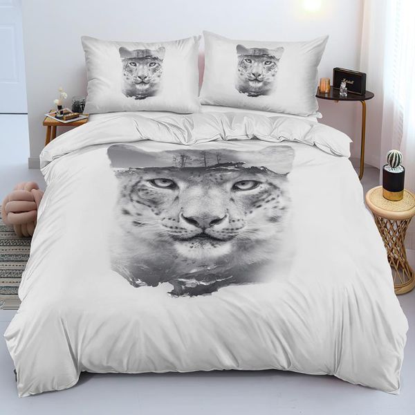 

bedding sets animal comforter covers 3d custom design leopard quilt cover pillow sham 200*230cm full twin double size white bedclothes