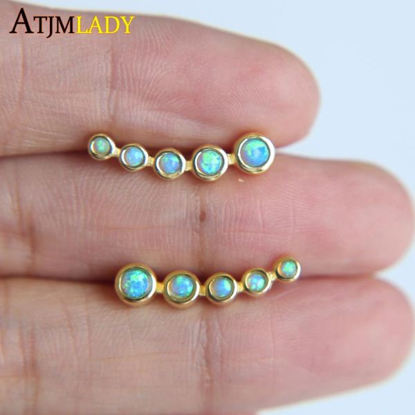 

stock price 100% 925 sterling jewelry blue fire stone paved climer women earrings wedding party stud, Golden;silver