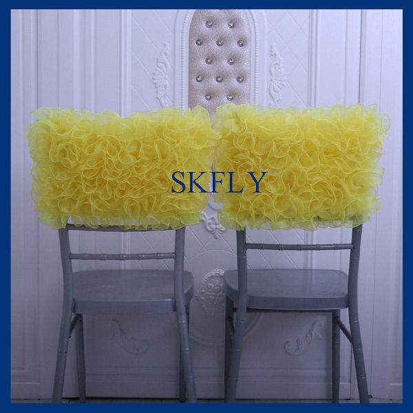 

chair covers ch008j fancy wedding ruffled organza bright yellow half cover