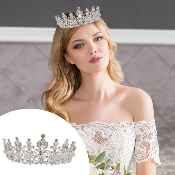 

hair clips baroque crown vintage rhinestone wedding tiara alloy pageant