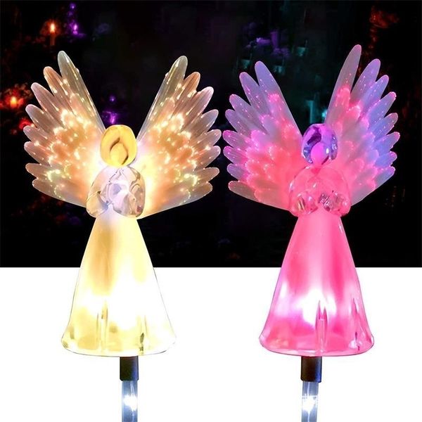 

solar led ground plug fiber angel solar lawn lamp, outdoor landscape lamp
