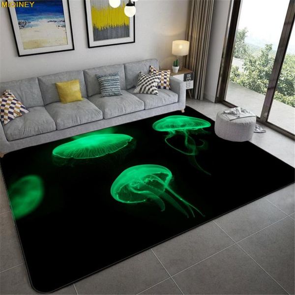 

carpets green jellyfish carpet 3d floor mat ocean animal sponge for teen bedroom living room bedside entrance hall rug non-slip
