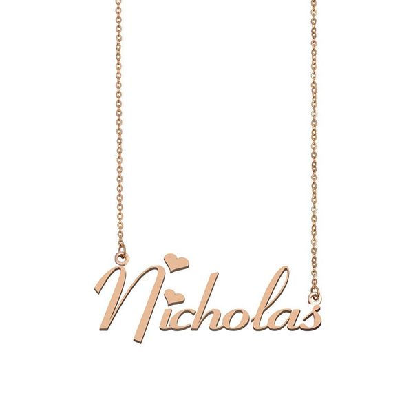 

pendant necklaces nicholas name necklace fold custom for women girls friends birthday wedding christmas mother days gift, Silver