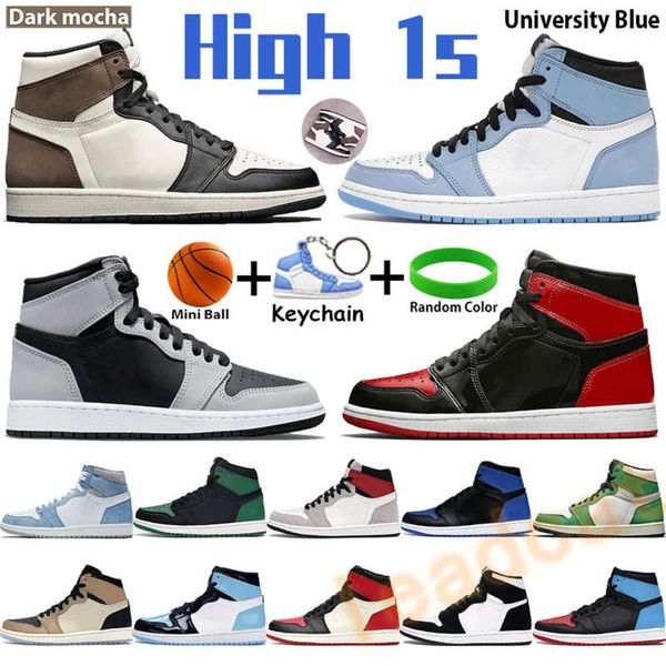 

university blue 1 1s basketball shoes men women sneakers patent bred hyper royal dark mocha twist shadow black white chicago lucky green