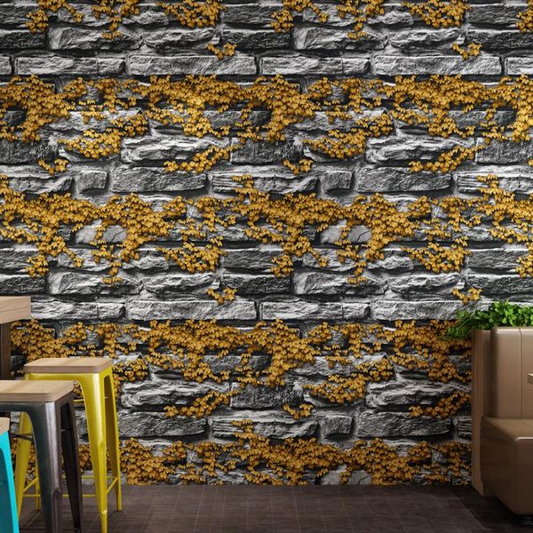

wallpapers vintage brick boston ivy 3d waterproof personalized pvc wall paper roll for shop store background walls