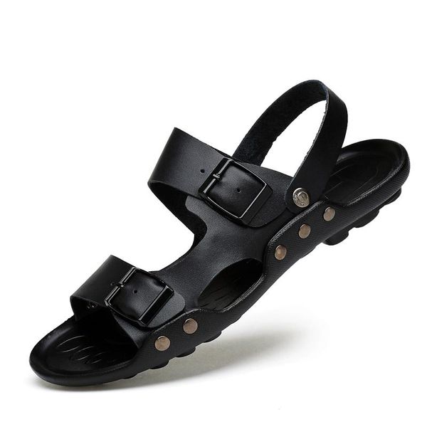 

sandals beach casual walking rubber men em toe loop sandalhas hombre 39 homens shoes genuine de slippers sandalia slip homme shoe for s, Black