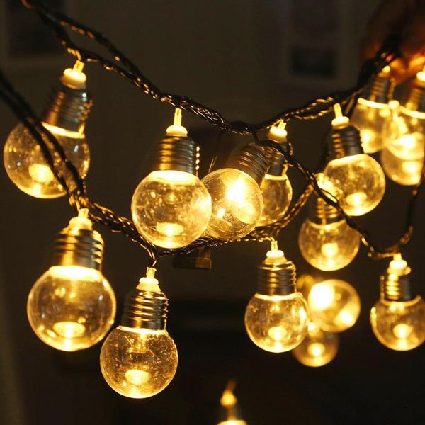 

bulbs led retro lamp 220v 110v eu us plug 6m string light clear ball home holiday wedding decoration warm white garland