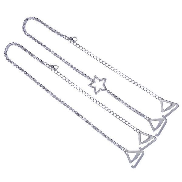

chains women adjustable bra holder anti skid strap rhinestone crystal shoulder chain star cross flower wedding bridal jewelry, Silver
