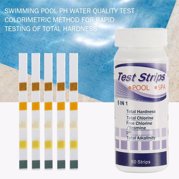 

meters 50pcs chlorine ph test strips 50 5 in 1 spa swimming pool nitrate nitrite hardness water tester paper