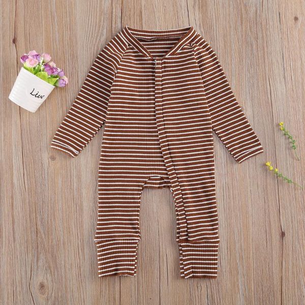 

jumpsuits baby & children's infant boys girls autumn long sleeve striped zipper closure romper warm home clothes, Blue