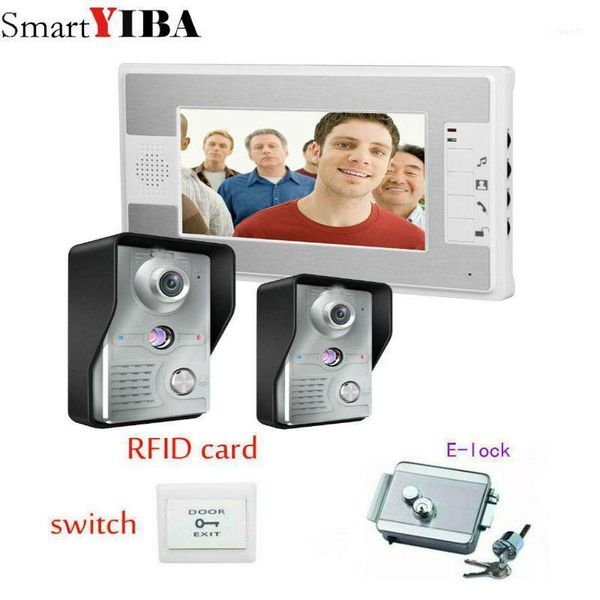 

smartyiba two to one video doorbell 2 outdoor cameras + 1 indoor monitor handsintercom kit system 7 inch screen11