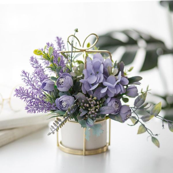 

decorative flowers & wreaths artificial pot hydrangea potted fake flower arrangements for home office farmhouse decoration table centerpiece