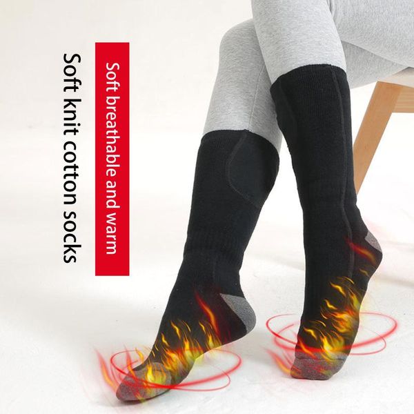 

men winter electric heating socks soft breathable and warm casual for skiing mountain climbing cycling snow outdoor work thicken sports, Black