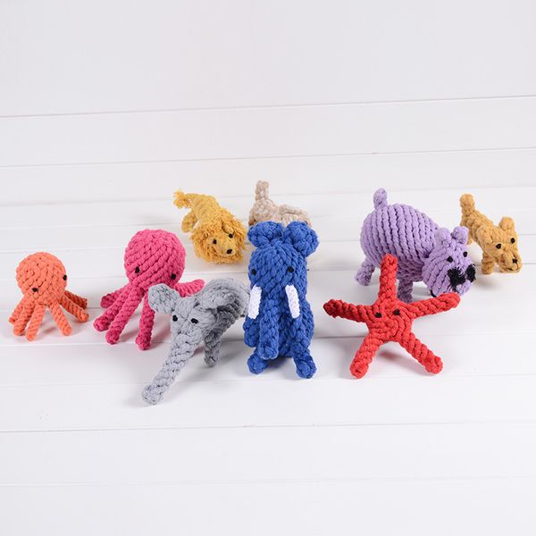 

hand woven cotton rope pet toys dog molar cleaning