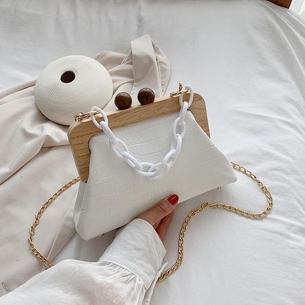 

evening bags stone pattern pu leather clip bag for women 2021 small acrylic chain shoulder lady shell crossbody fashion handbags