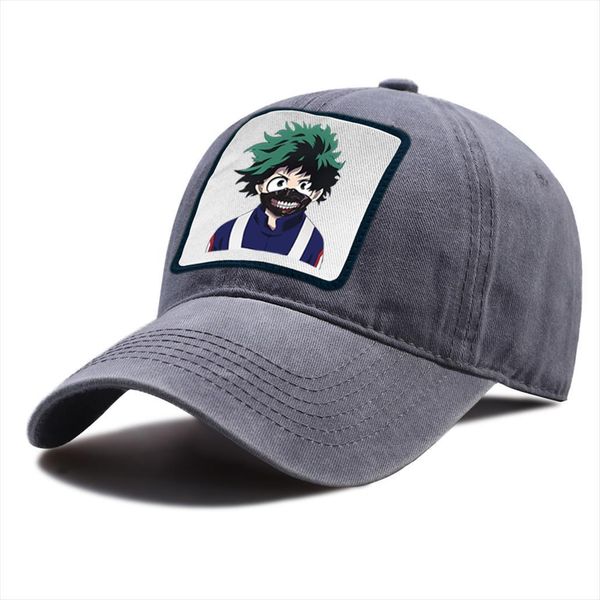 

my hero academia anime baseball caps summer breathable snapback hat outdoor riding hats hip hop sun shade cap, Blue;gray