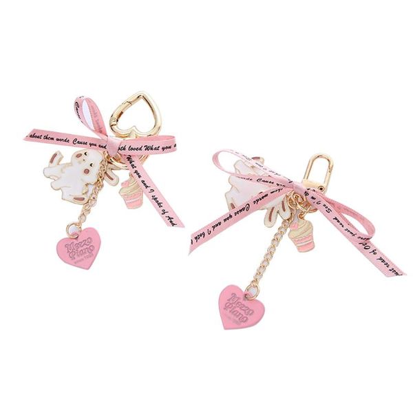 

keychains love heart bow tie women pendant mobile phone bag car accessories creative couple girl birthday gift, Silver