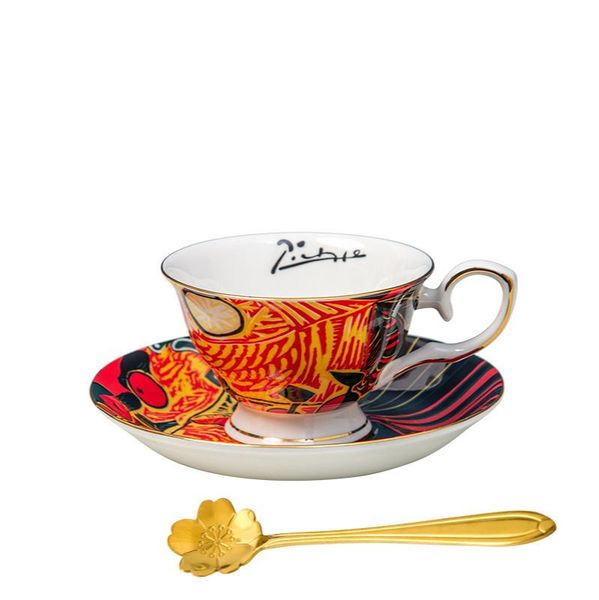 

mugs picasso's painting individuality creative bone china coffee cups of tea with spoon breakfast cup holiday gifts