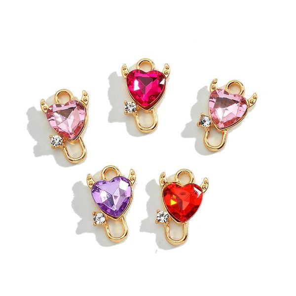 

charms 10pcs/set fashion multicolor heart charm cute little antler pendant diy earring findings handmade jewelry making accessories, Bronze;silver