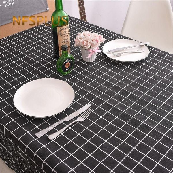 

plaid table cloth 3 colors 8 sizes cotton linen blending fabric white grey black tablecloth covers decoration