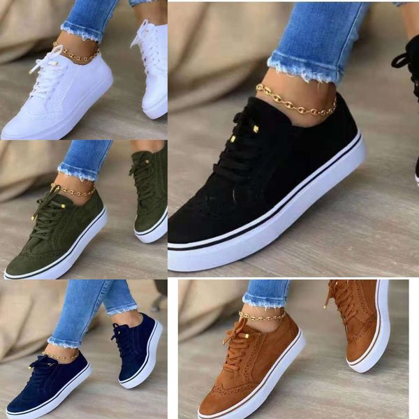 

casual shoes new 2021 new brock large women's single comfortable casual round head lace up 96i3, Black