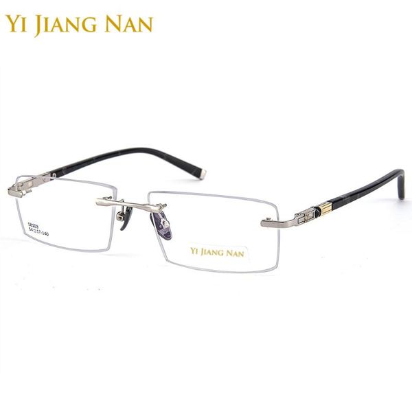 

men fashion quality alloy frame ceramics nose pad rimless eyeglasses with clear lenses sunglasses frames, Black
