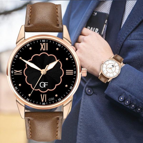 

wristwatches ultra thin watches for men man leather watch whatever late anyway letter pointer glow erkek kol saati #03, Slivery;brown