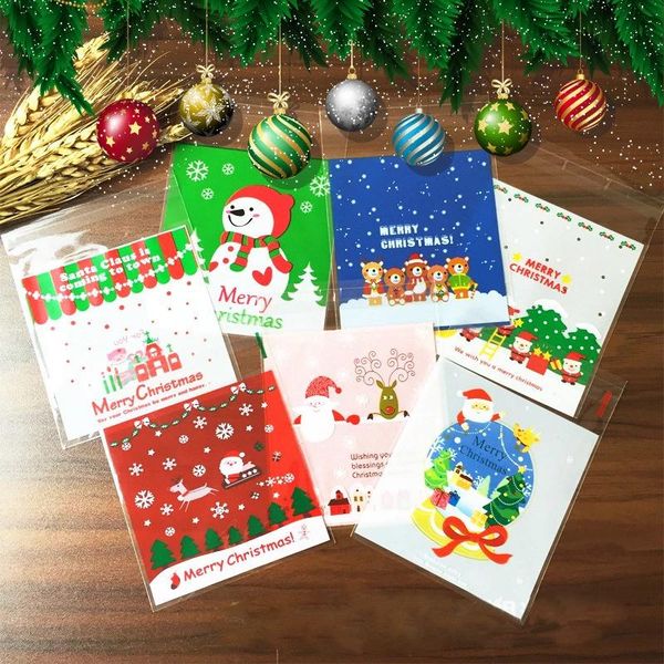 

gift wrap 100pc set christmas candy biscuit bag self-adhesive product party decor packaging baking