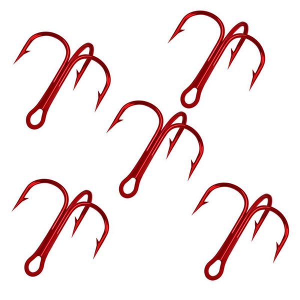 

50pcs red fishing treble hooks high carbon steel fishhook round bent for saltwater bass tackle pesca iscas