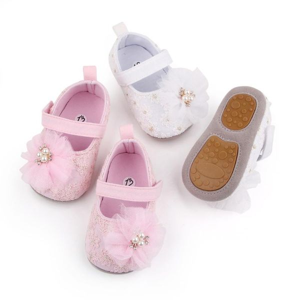 

first walkers baby girl bow shoes flat heels toddler kids spring autunm party wedding flower pearls