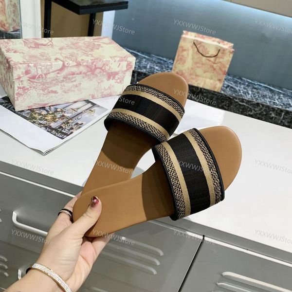 

women classic embroidered cotton slippers canvas flat slides womens multicolor embroidery slipper home flip flops casual sandals fashion mul, Black