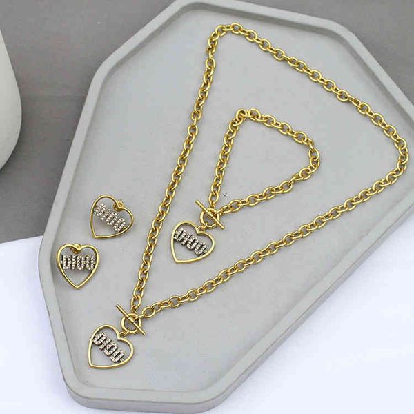 

70% off new letters full of diamond earrings, female, net red fashion trend heart-shaped necklace bracelet, Black