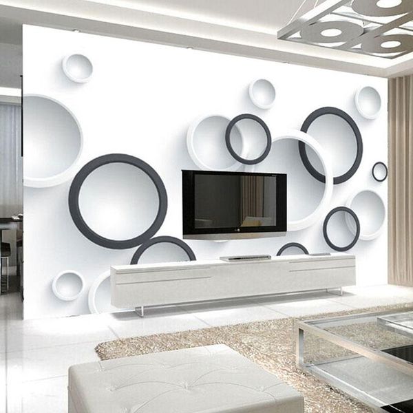 

wallpapers custom 3d stereo mural wallpaper modern black and white circles po wall paper office study room landscape cloth decor