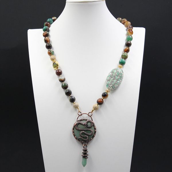 

guaiguai jewelry green agate cat eye round gold plated beads cz jades necklace aventurine bronze pendant 23" for lady gift, Silver