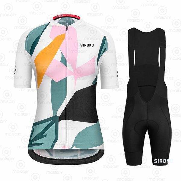 

racing sets siroko 2021 cycling clothing women suit team mountain bike anti-uv bicycle wear short sleeve jersey set, Black;blue