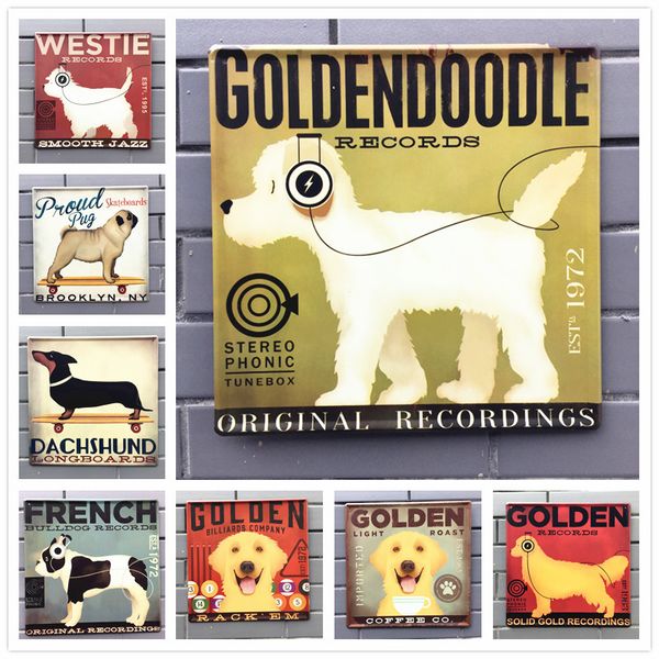 

30*30cm pet dog vintage metal tin signs wall stickers plates bar pub home wall decor art painting festival decoration tools n140