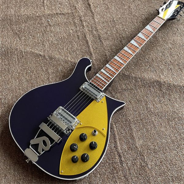 6 cordas 660 guitarra elétrica em azul com ra ponte, pickguard de cor ouro, hardware cromado, incluindo frete