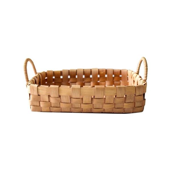 

hand-woven fruit storage basket with double handle bread serving tray platter 37mf baskets