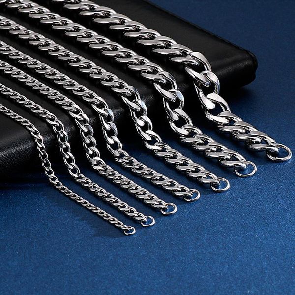 

link, chain fashion cuban bracelet for men women stainless steel 16-24cm linking 11mm width chunky pulsera jewellry 2021, Black