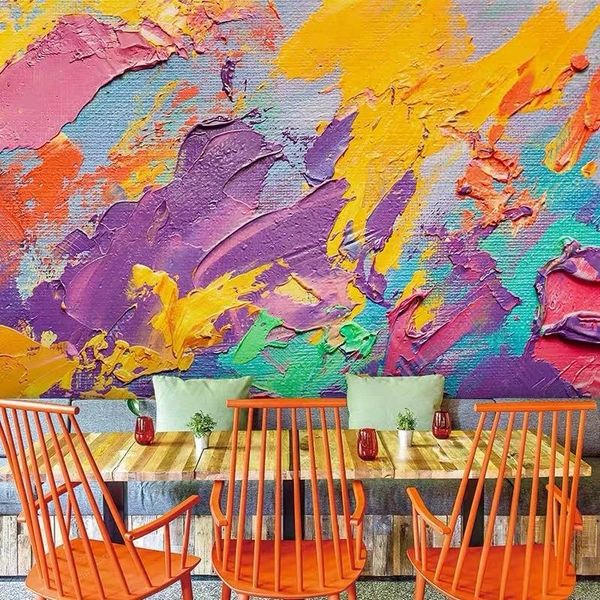 

wallpapers custom size colorful abstract paint textures stroke 3d self adhesive wallpaper po murals background art home decor waterproof
