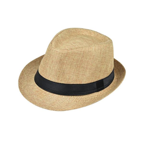 

wide brim hats classic men's hat middle-aged and old summer flax sun outdoor straw, Blue;gray
