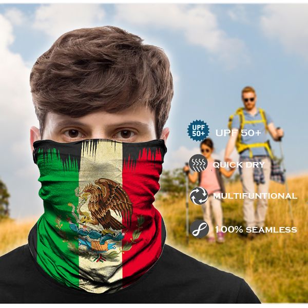 

seamless bandana mask scarf tube buff neck gaiter hunting facemask balaclava headwear army military tour de cou mexico usa flag, Blue;gray