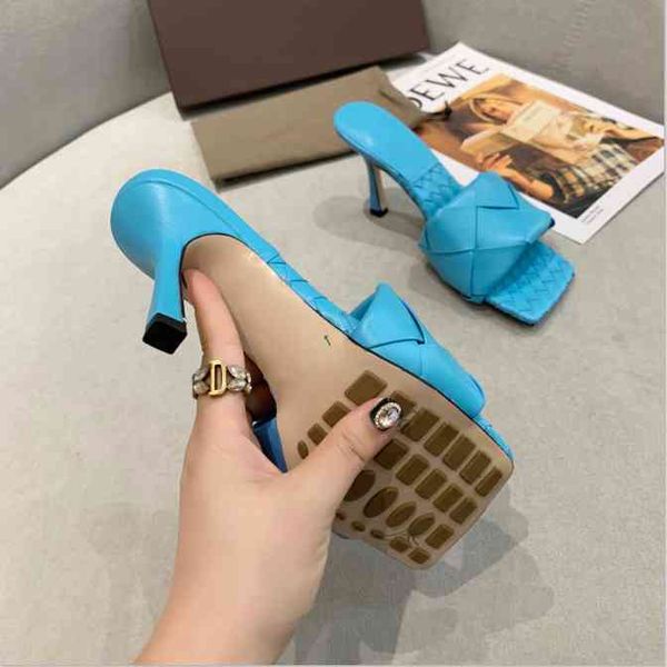 

luxury woven summer slippers women's thin high heels single shoulder sandals size 35-42 shoes women 60% off store online, Black