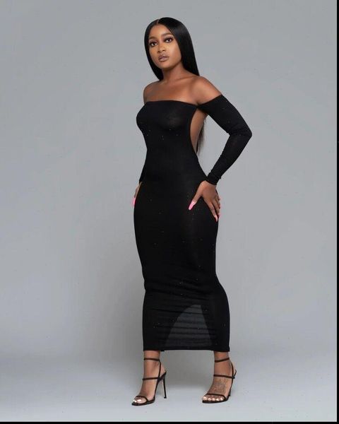 

black backless tight bodycon women dresses off the shoulder party slim soft vestidos lady casual streetwear clothes, Black;gray