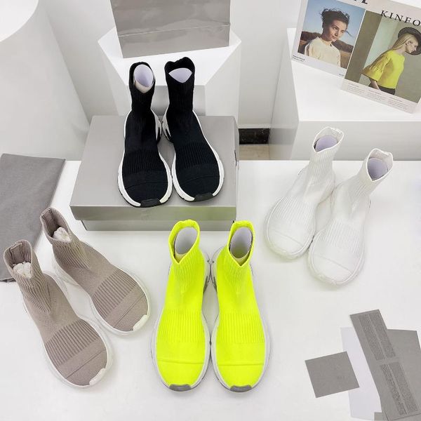 

boots 2021 summer sock ankle for woman round toe women fashion shoes knitting slip-on, Black