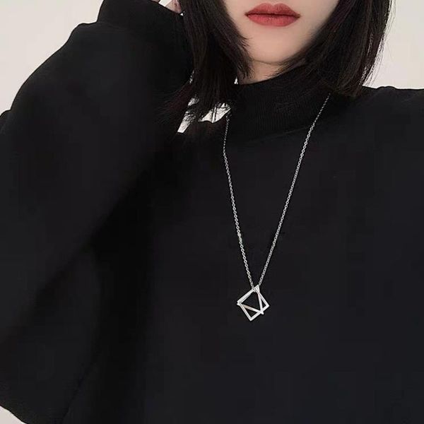 

chains necklace men women triangle long chain for pendant mens choker hip hop gothic punk party fashion jewelry 2021, Silver