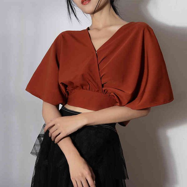 

jacket 2021 vintage sleeve short and solid boyfriend shirt, Black;brown